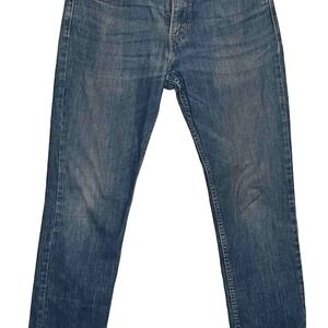 Levi's Slim Straight Blue Denim Jeans Men's 5-Pocket Medium Wash Logo Accents